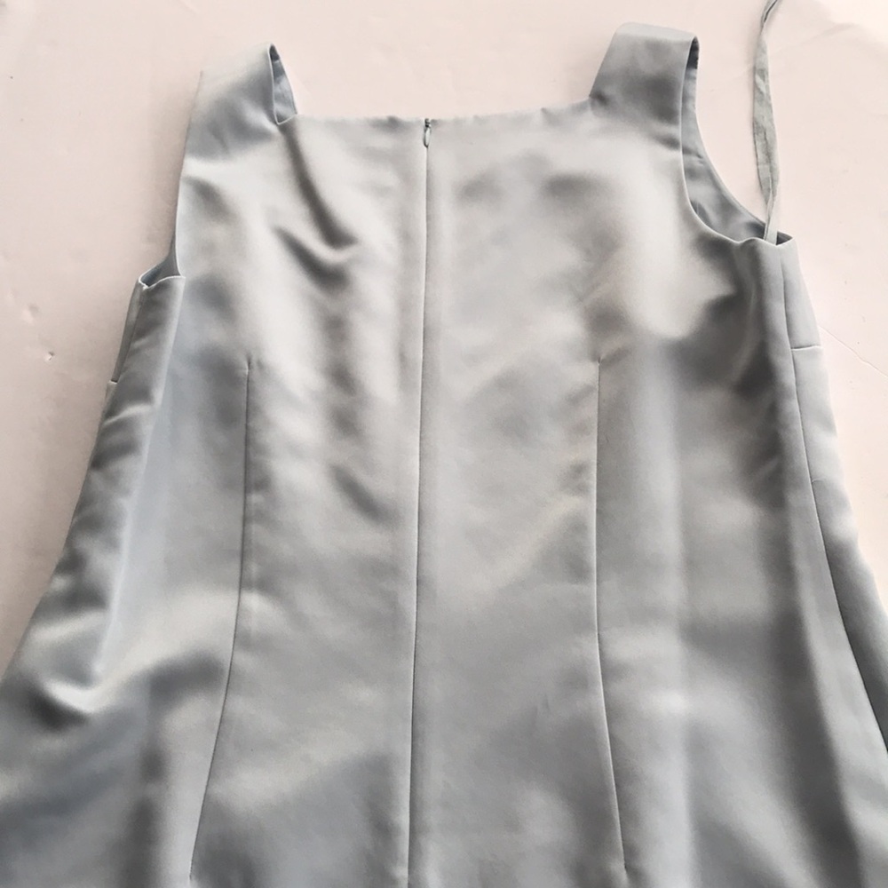 Vintage 90’s Floral Satin Sleeveless Square Neck Dress 14 Baby Spice Blue Y2k xl - Picture 15 of 17